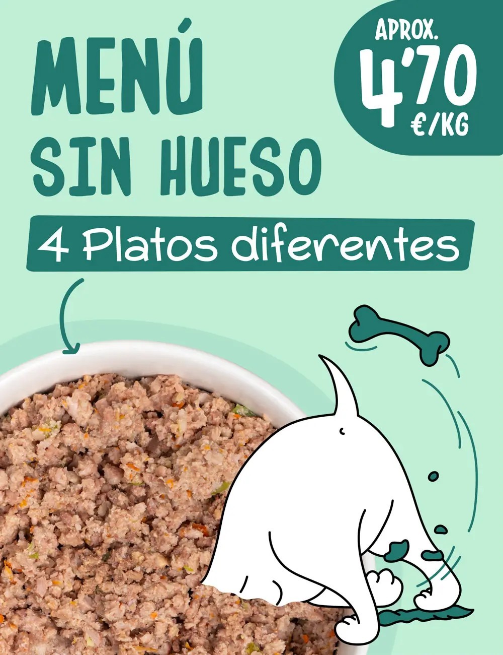 Menú Sin Hueso COCINADO 10-15kg