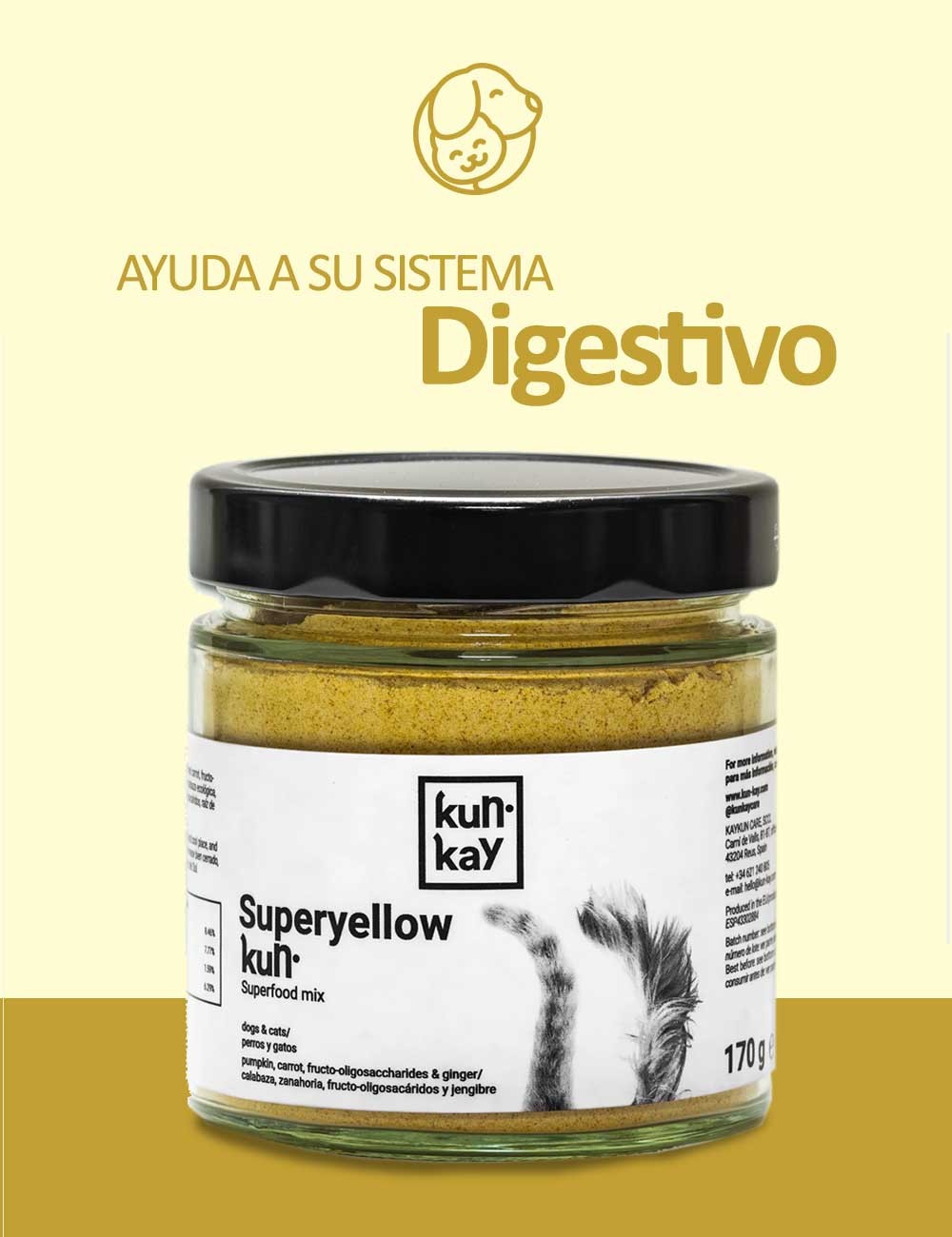 SUPLEMENTO SUPERYELLOWKUN PERROS Y GATOS - Ayuda al sistema digestivo GUAU AND CAT - 1 SUPLEMENTO SUPERYELLOWKUN PERROS Y GATOS - Ayuda al sistema digestivo GUAU AND CAT - 1