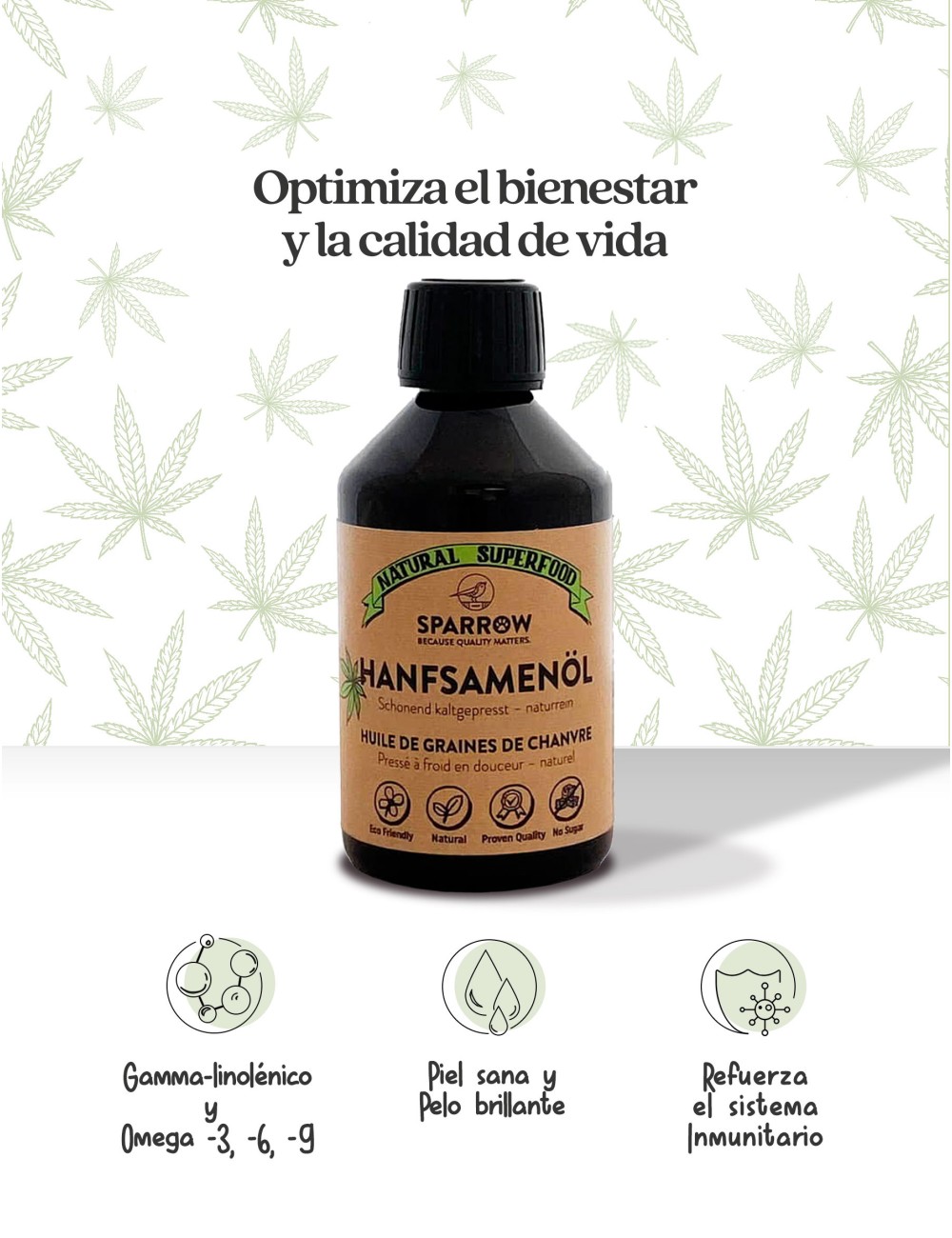 SPARROW PET ACEITE ORGANICO DE SEMILLAS DE CAÑAMO 250ML GUAU AND CAT - 1 SPARROW PET ACEITE ORGANICO DE SEMILLAS DE CAÑAMO 250ML GUAU AND CAT - 1