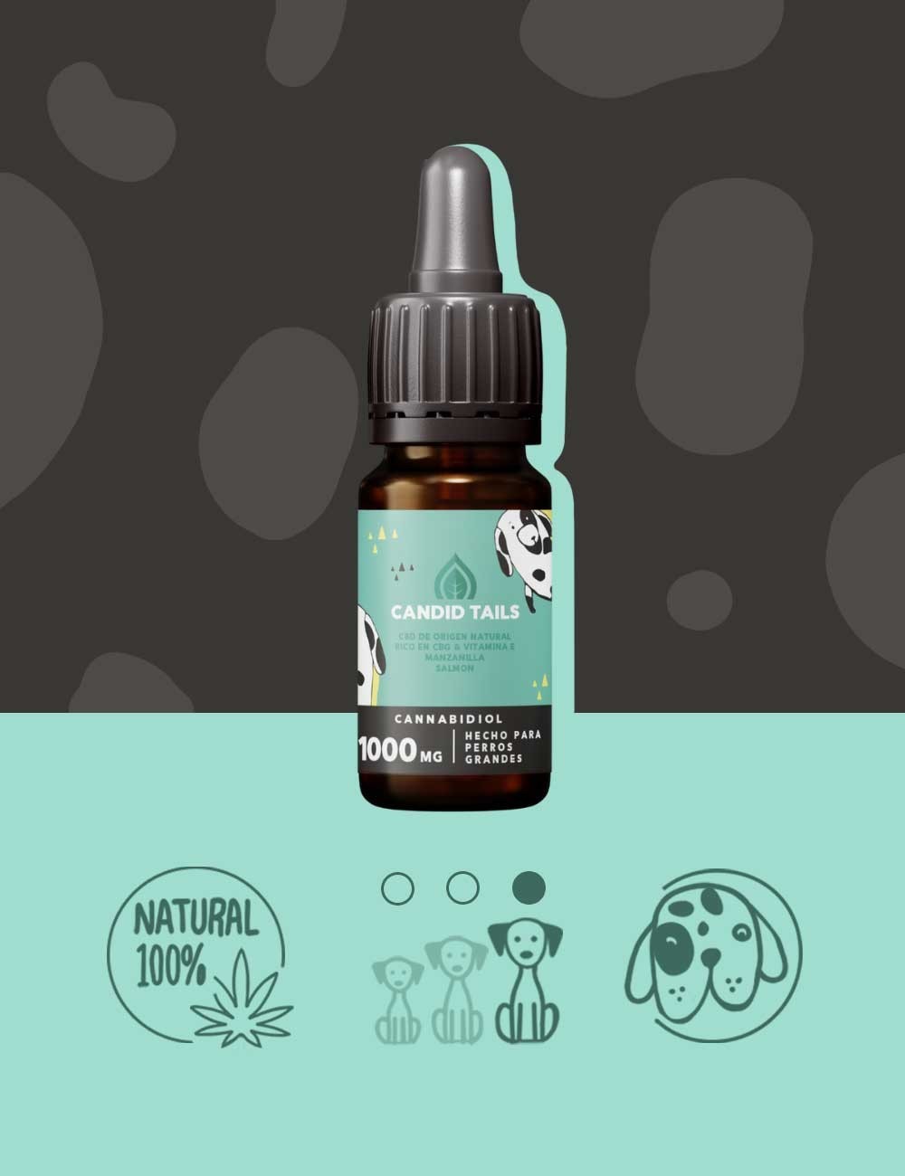 CANDIDTAILS ACEITE DE CAÑAMO CON CBD PARA PERROS GRANDES 1000MG