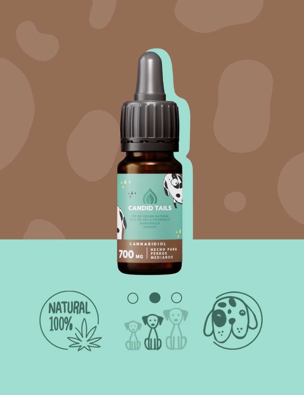 CANDIDTAILS ACEITE DE CAÑAMO CON CBD PARA PERROS MEDIANOS 700MG